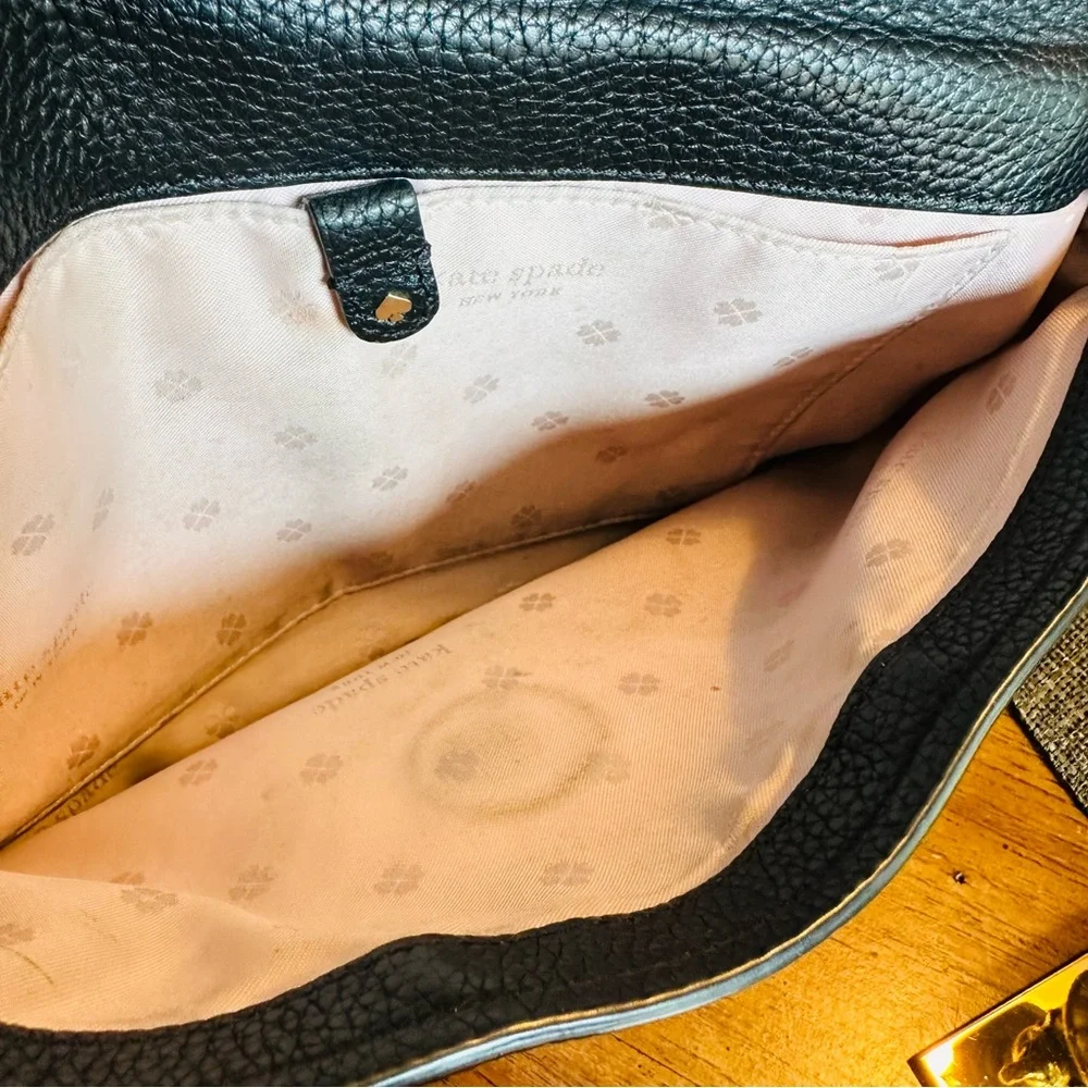 KATE SPADE BLACK LEATHER COBBLE HILL PENNY HOBO ENVELOPE ZIP CROSSBODY CHIC BAG - Picture 11 of 15